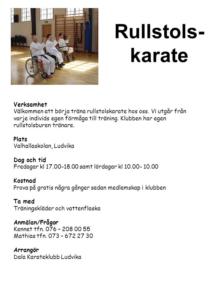 Rullstols- karate Verksamhet