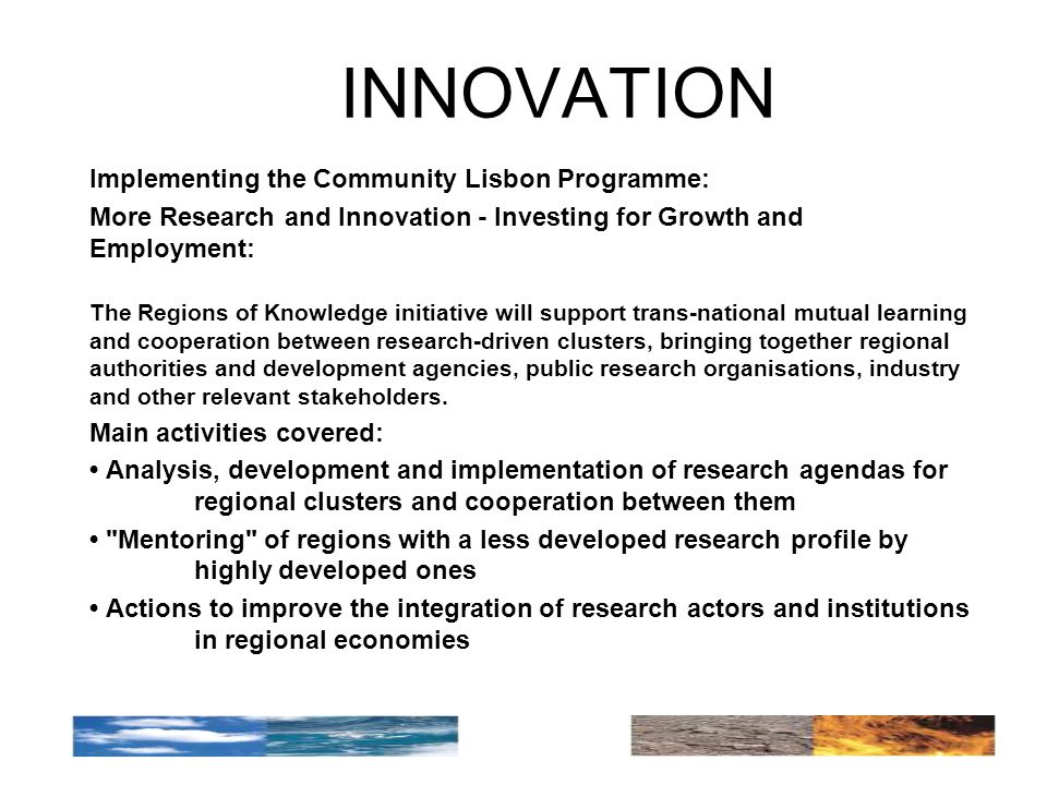 INNOVATION Implementing the Community Lisbon Programme: