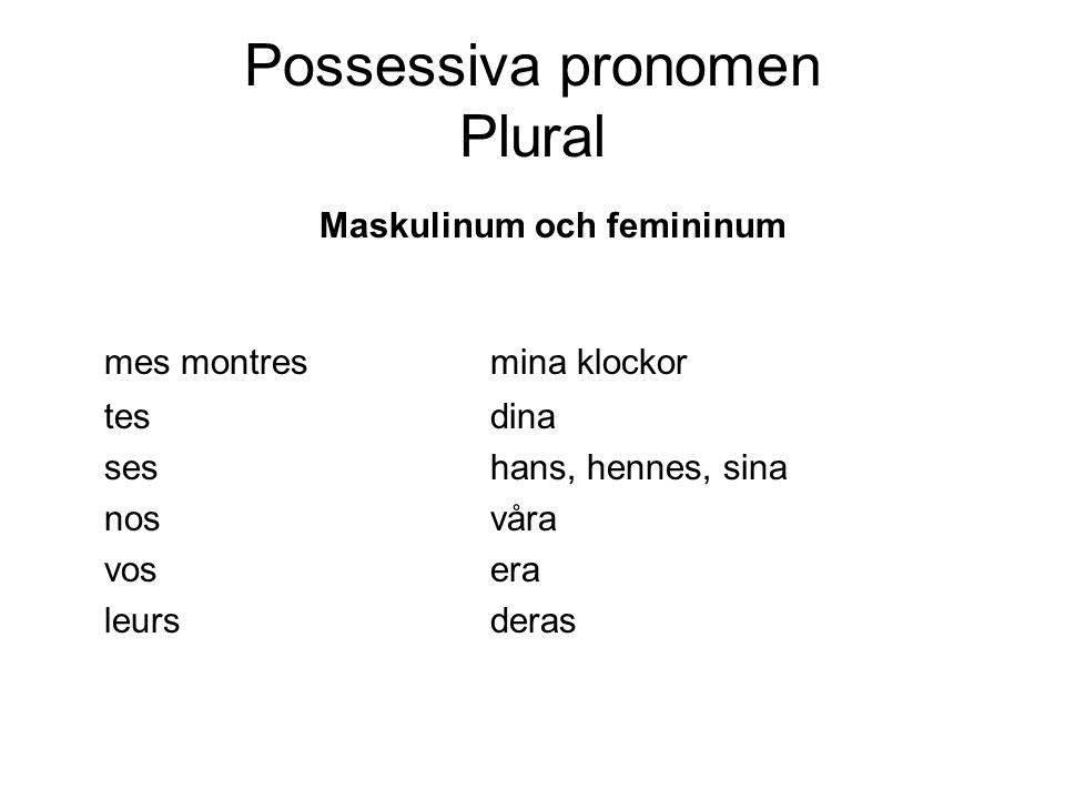 Possessiva pronomen Plural