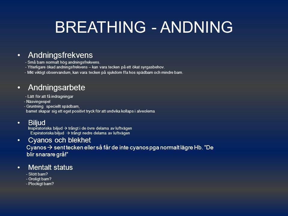 BREATHING - ANDNING Andningsfrekvens Andningsarbete