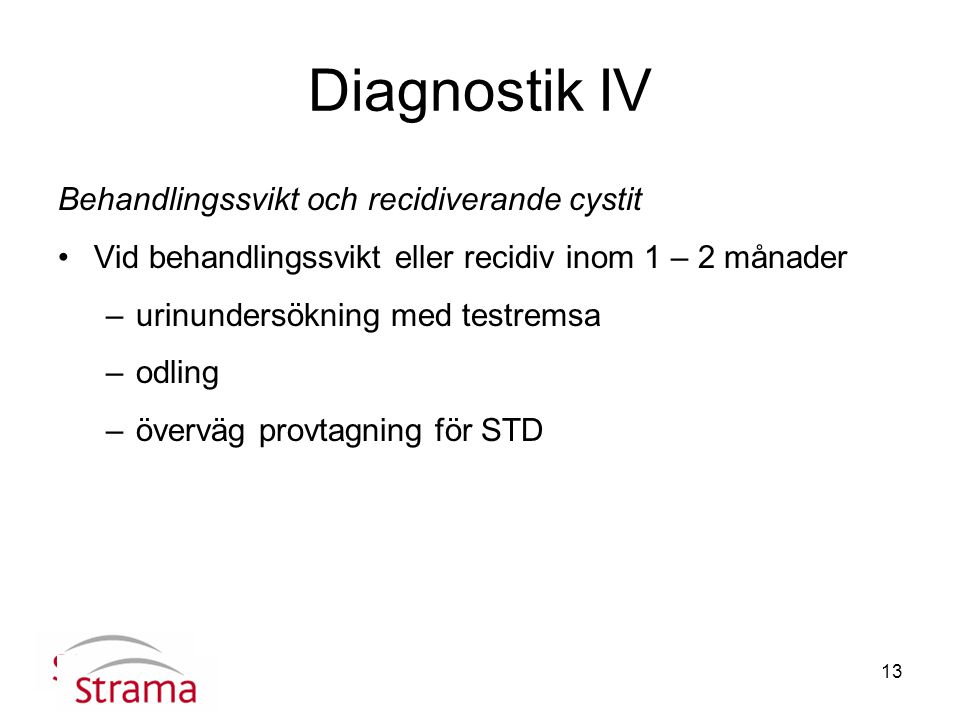 Diagnostik IV Behandlingssvikt och recidiverande cystit