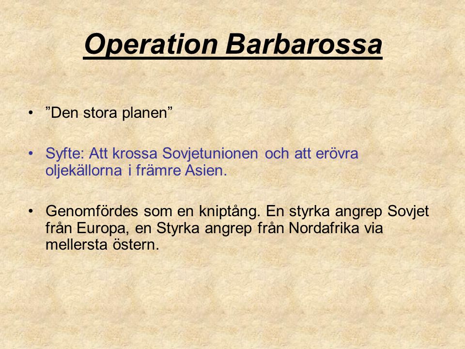 Operation Barbarossa Den stora planen