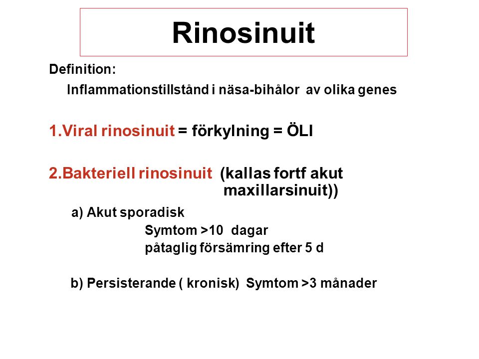 Rinosinuit Inflammationstillstånd i näsa-bihålor av olika genes