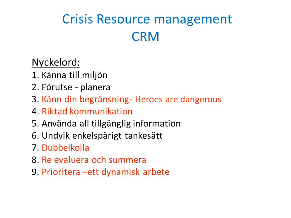 Crisis Resource management CRM