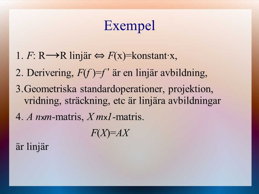 Dagens ämnen Linjära Avbildningar - Ppt Ladda Ner