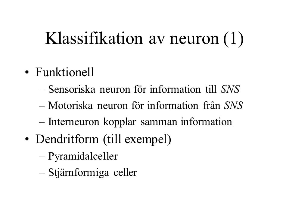 Klassifikation av neuron (1)