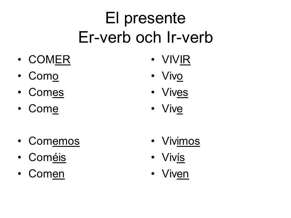 El presente Er-verb och Ir-verb