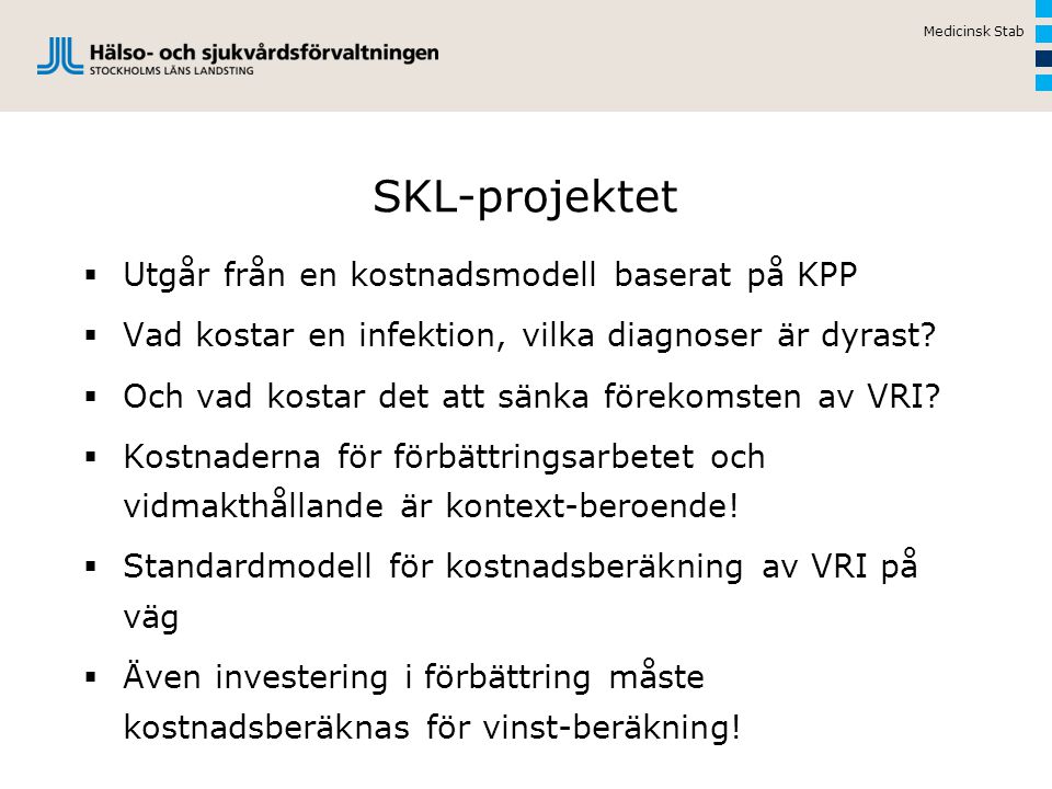 SKL-projektet Utgår från en kostnadsmodell baserat på KPP