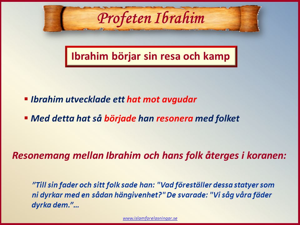 Profeten Ibrahim Ibrahim börjar sin resa och kamp
