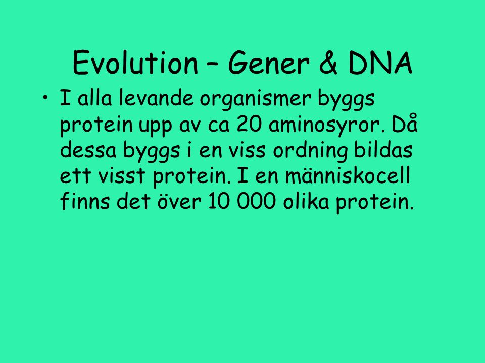 Evolution – Gener & DNA