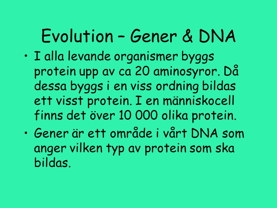 Evolution – Gener & DNA