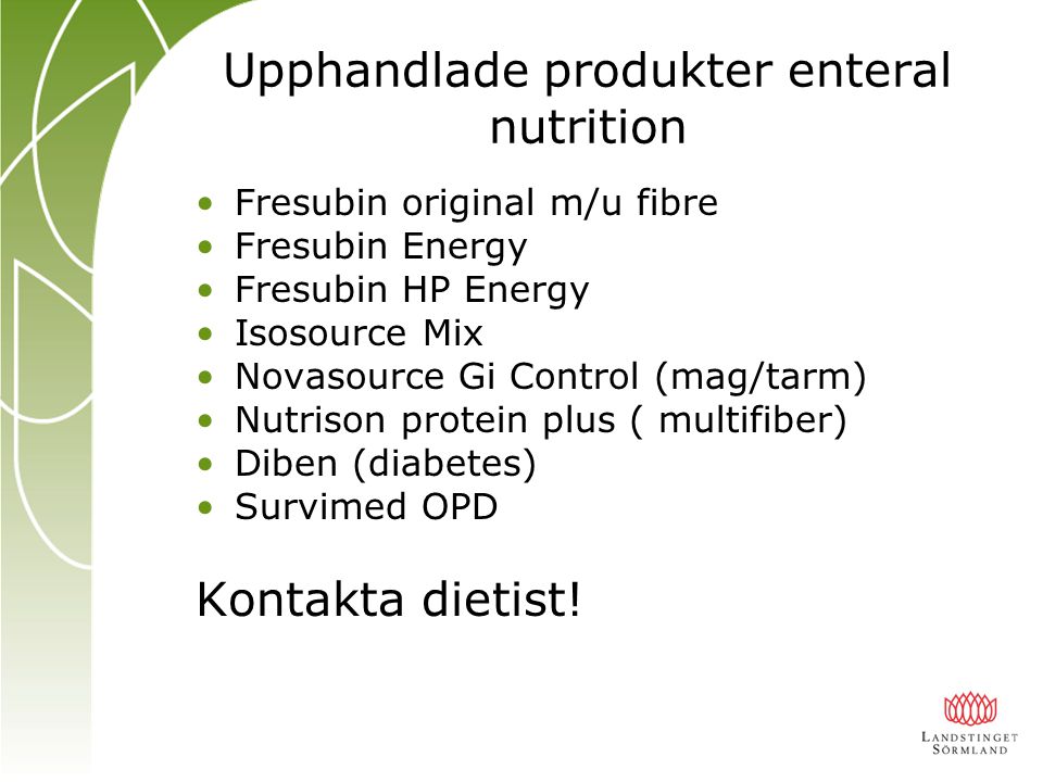 Upphandlade produkter enteral nutrition