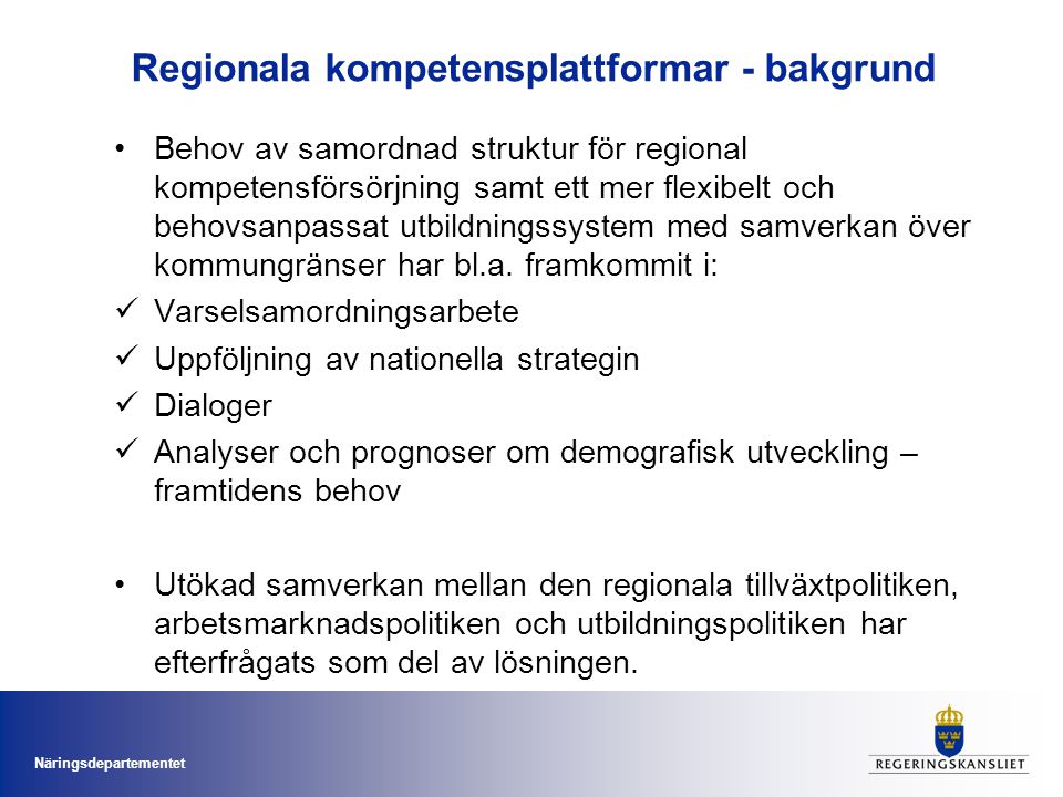 Regionala kompetensplattformar - bakgrund