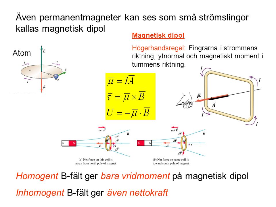 Homogent B-fält ger bara vridmoment på magnetisk dipol