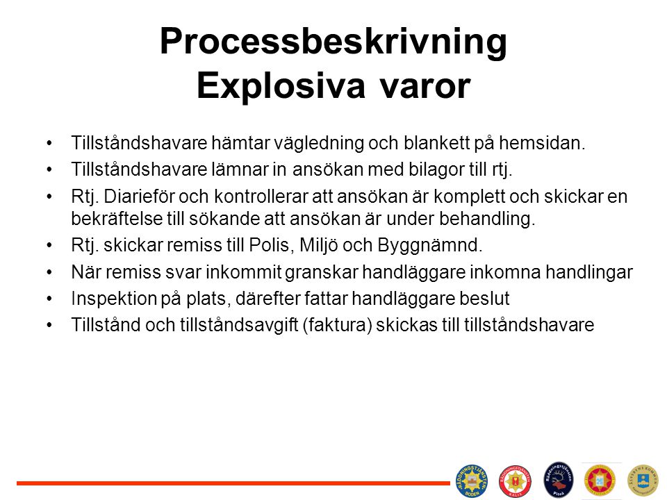 Processbeskrivning Explosiva varor
