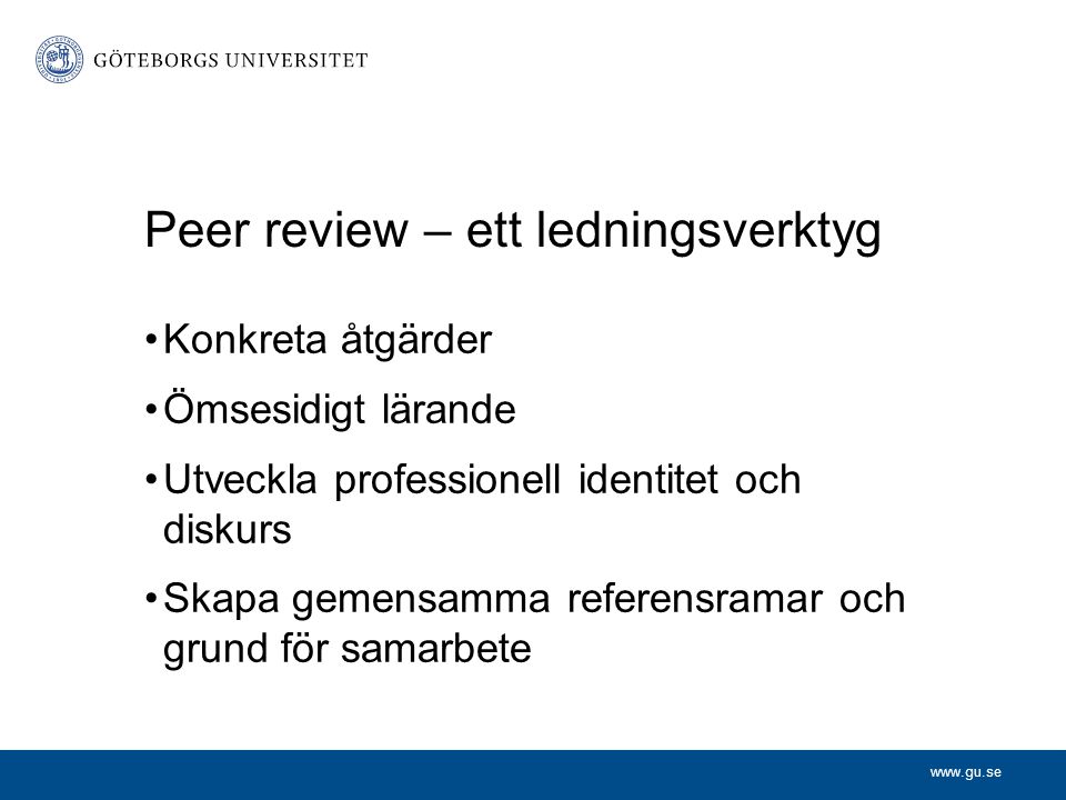 Peer review – ett ledningsverktyg