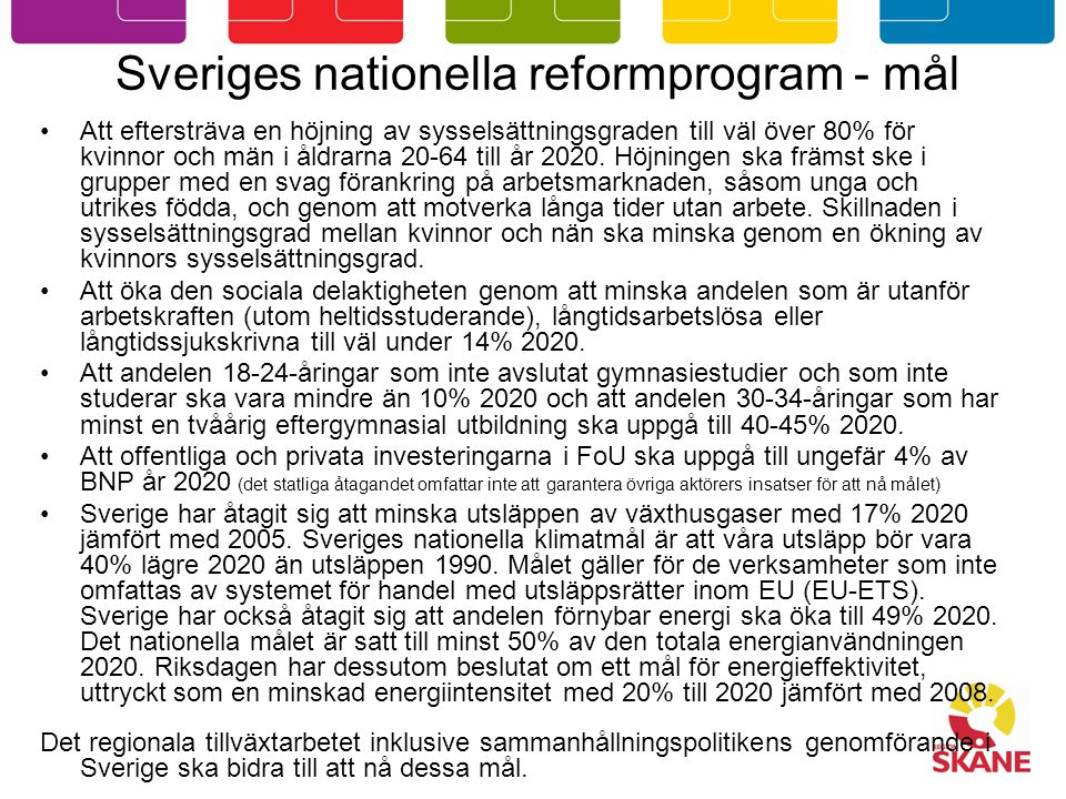 Sveriges nationella reformprogram - mål