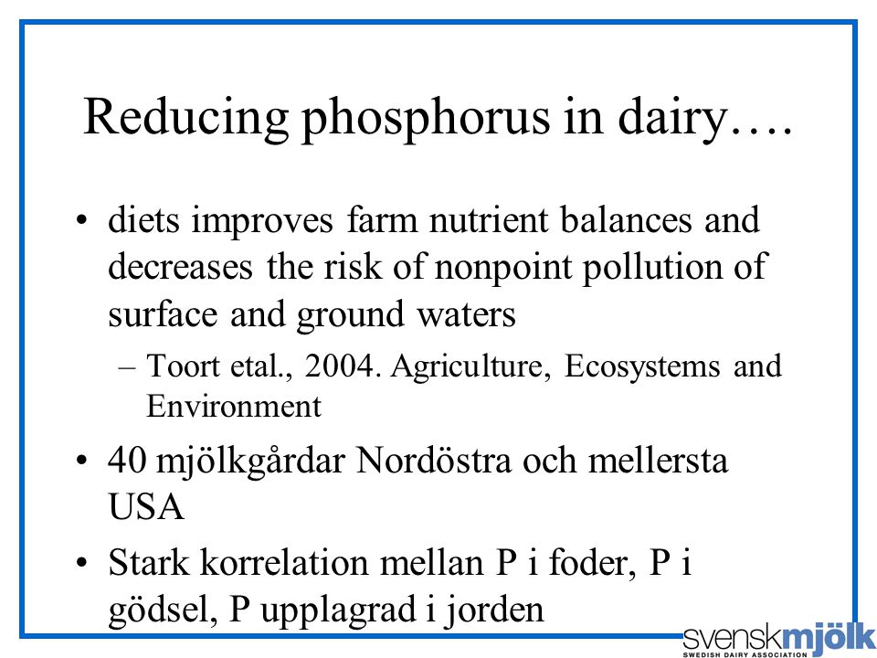 Reducing phosphorus in dairy….