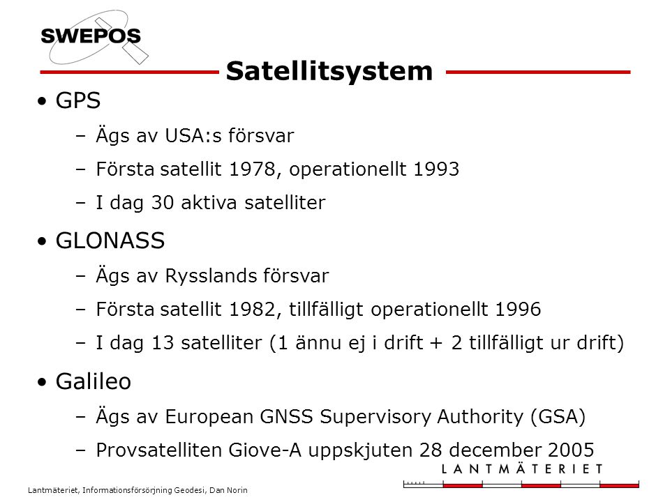 Satellitsystem GPS GLONASS Galileo Ägs av USA:s försvar