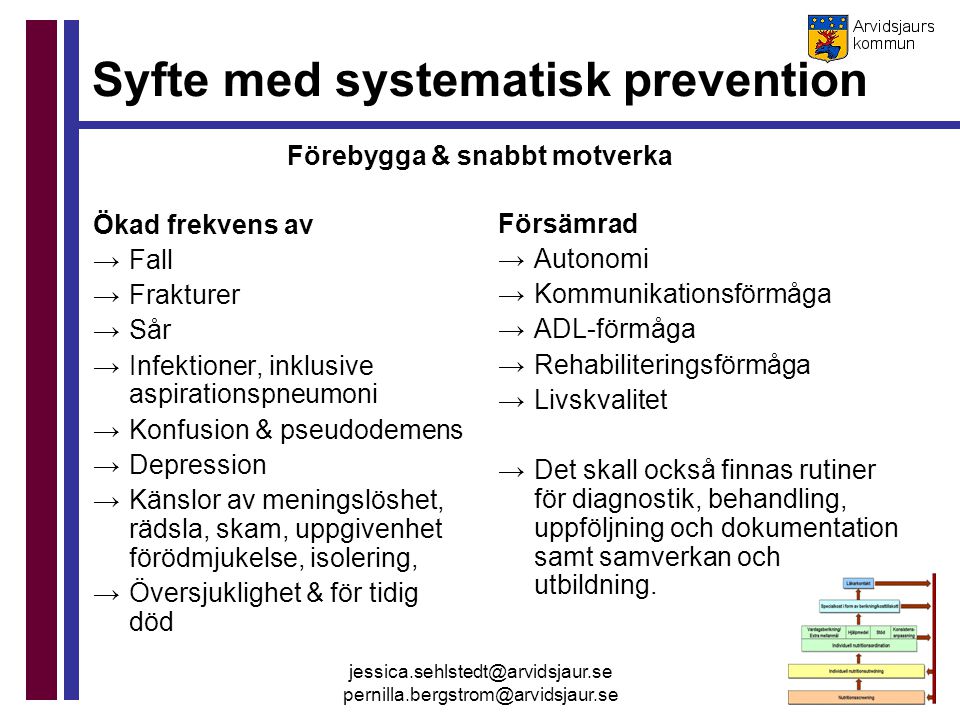 Syfte med systematisk prevention Förebygga & snabbt motverka