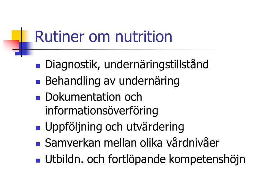 Rutiner om nutrition Diagnostik, undernäringstillstånd