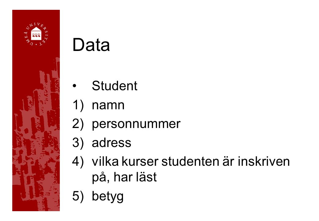Data Student namn personnummer adress