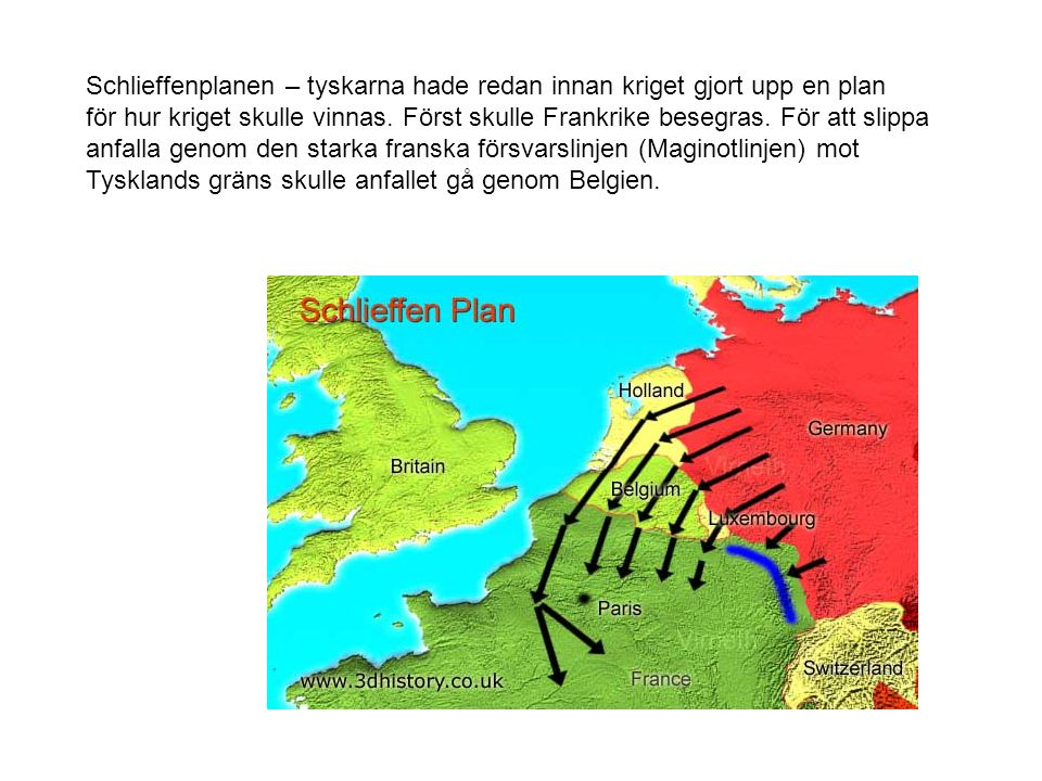 Schlieffenplanen – tyskarna hade redan innan kriget gjort upp en plan