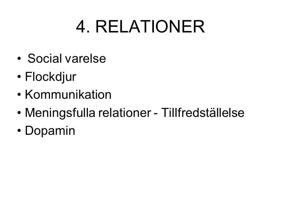 4. RELATIONER Social varelse • Flockdjur • Kommunikation