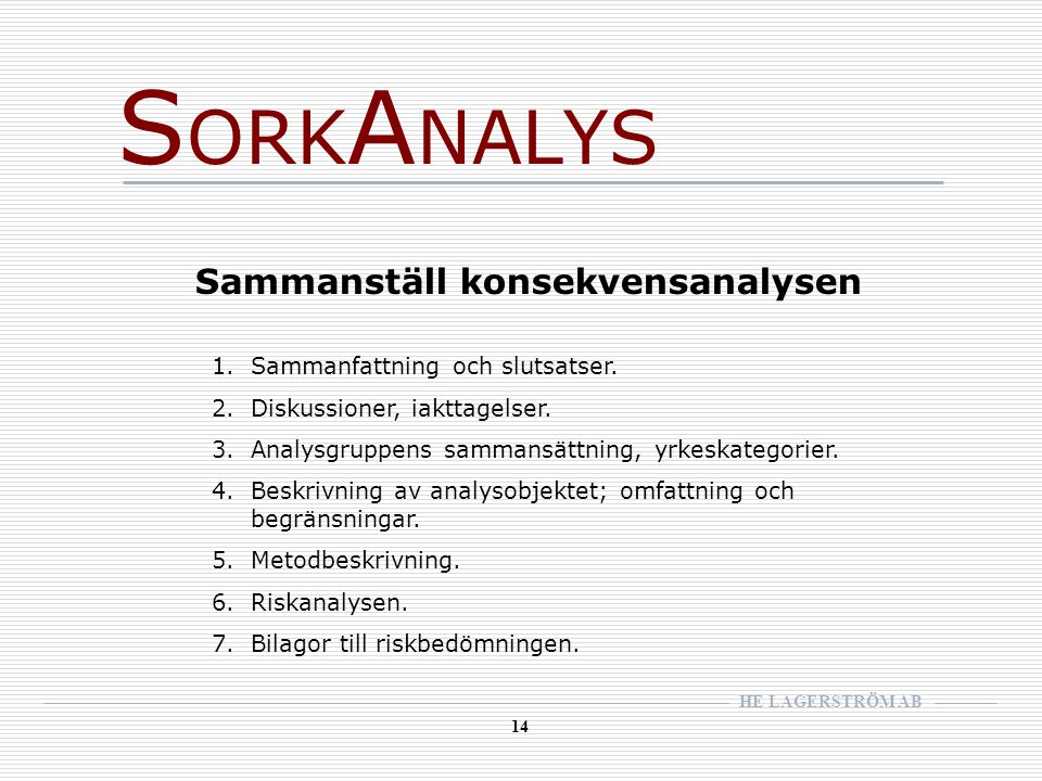 SORKANALYS Sammanställ konsekvensanalysen