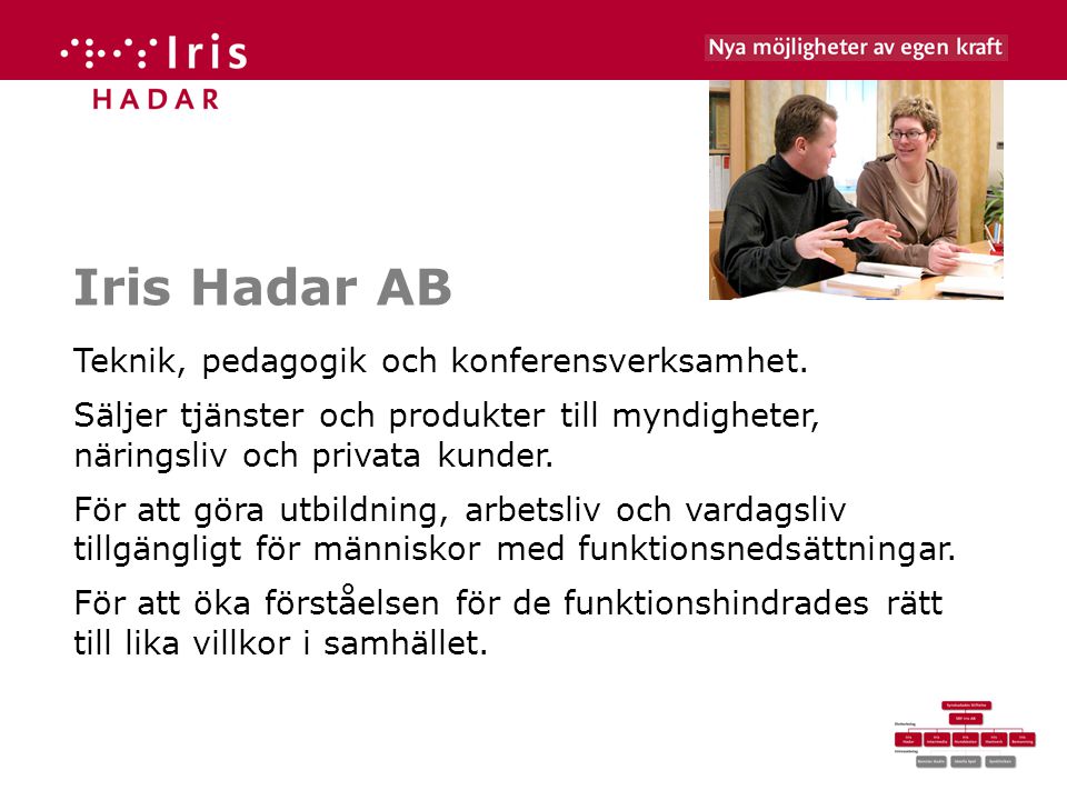 Iris Hadar AB Teknik, pedagogik och konferensverksamhet.