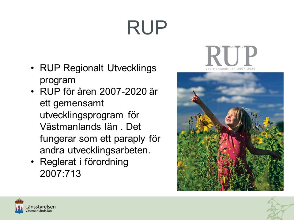 RUP RUP Regionalt Utvecklings program