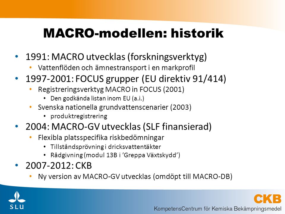 MACRO-modellen: historik