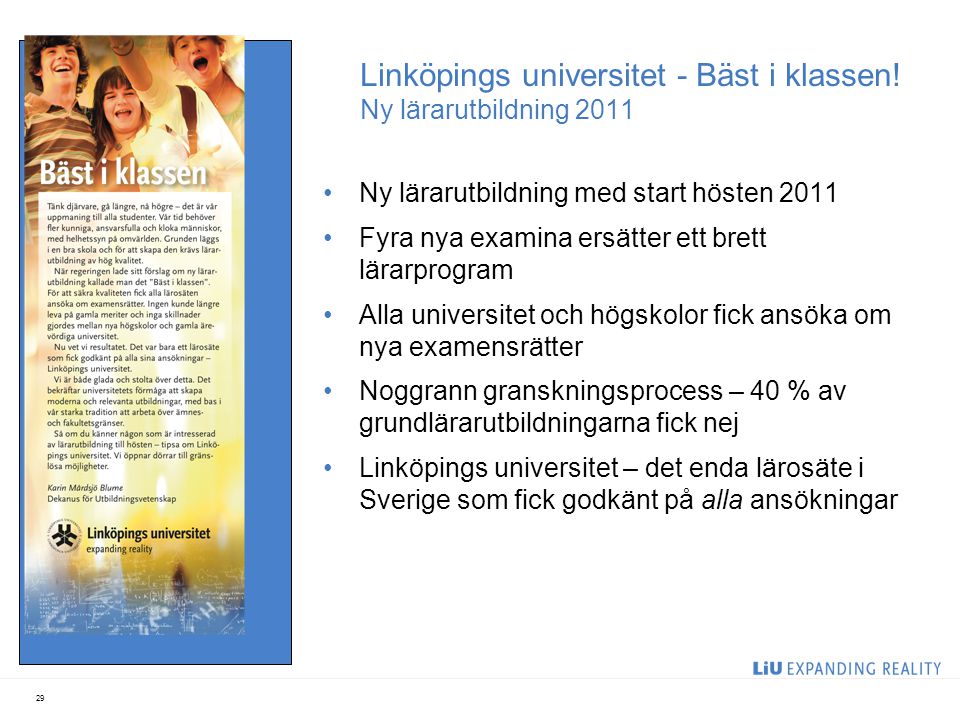 Linköpings universitet - Bäst i klassen! Ny lärarutbildning 2011