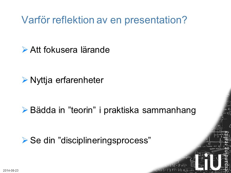 Varför reflektion av en presentation
