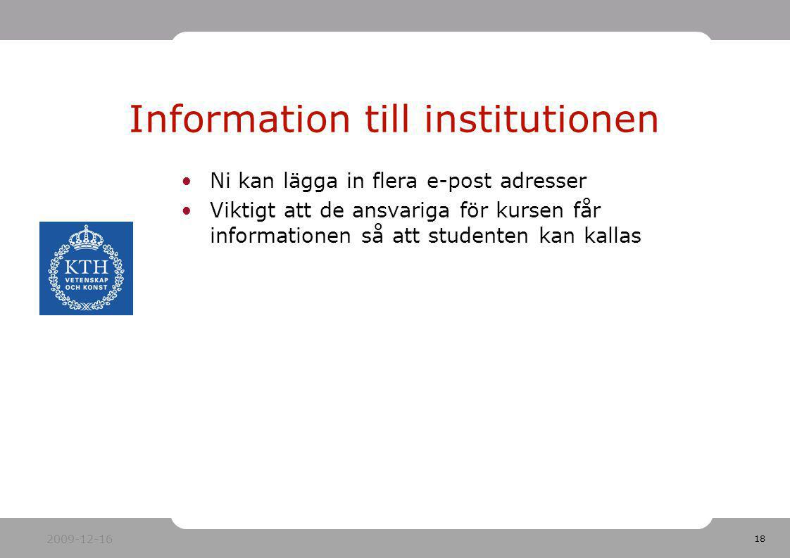 Information till institutionen