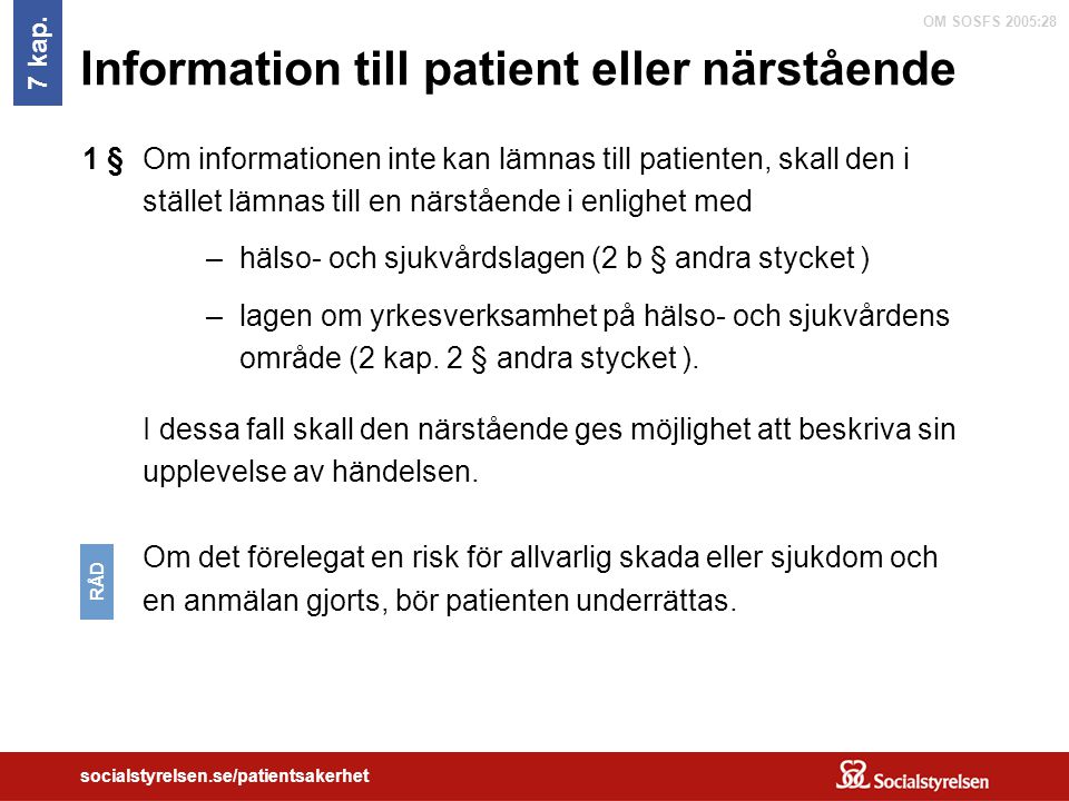 Information till patient eller närstående