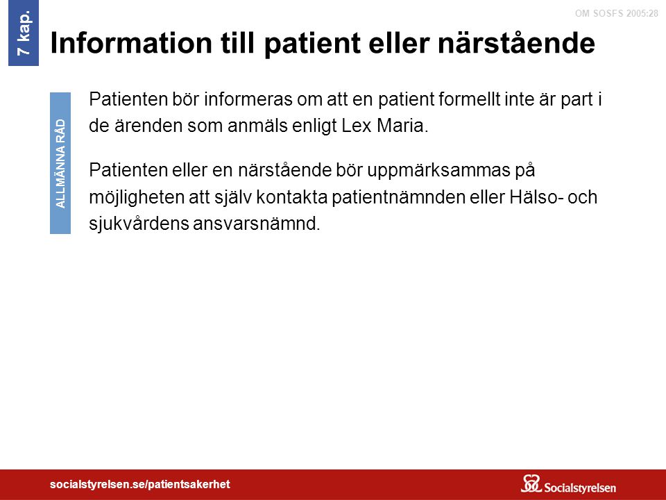 Information till patient eller närstående