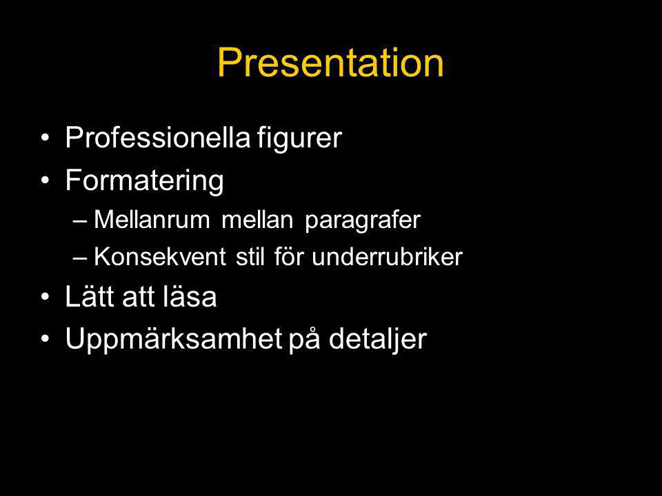 Presentation Professionella figurer Formatering Lätt att läsa
