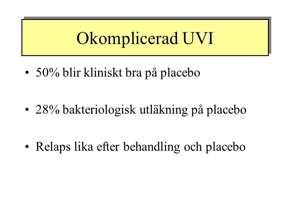 Okomplicerad UVI 50% blir kliniskt bra på placebo