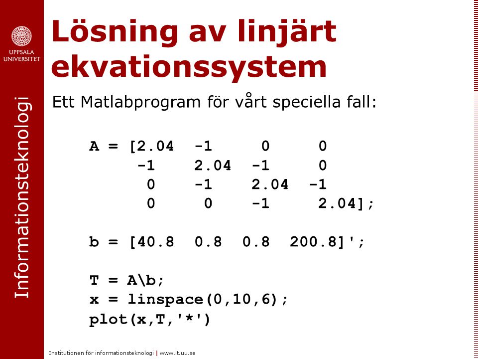 Lösning av linjärt ekvationssystem