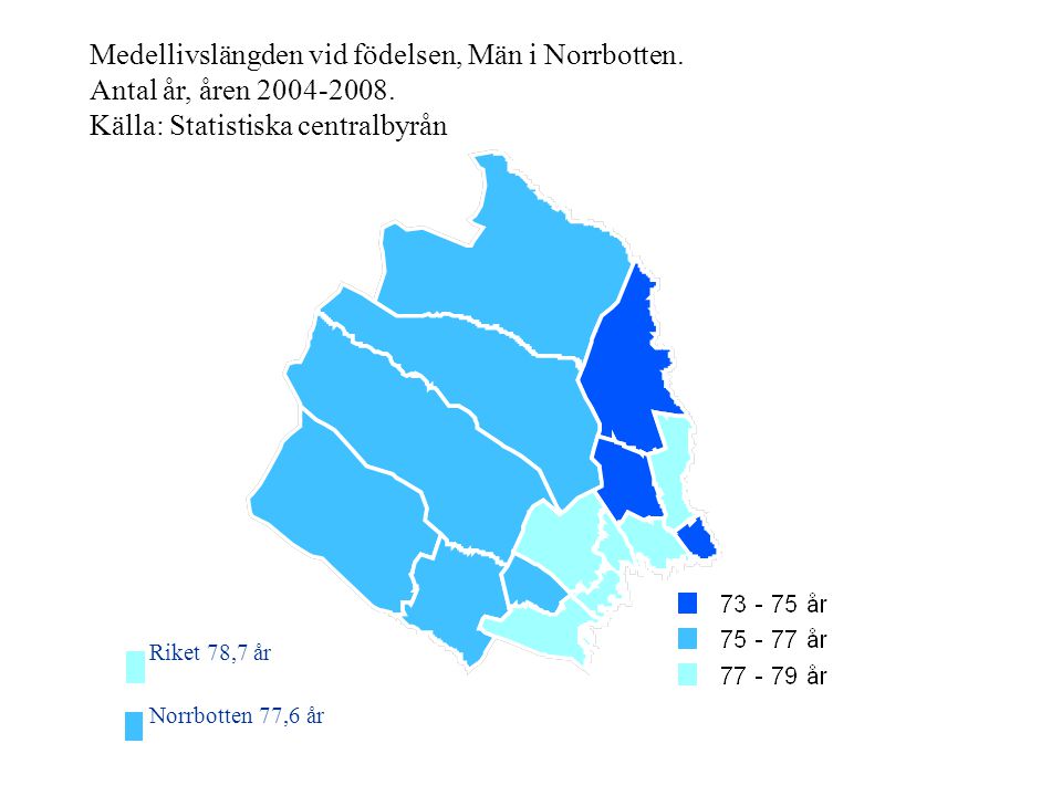 Medellivslängden vid födelsen, Män i Norrbotten