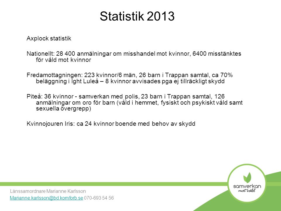 Statistik 2013 Axplock statistik