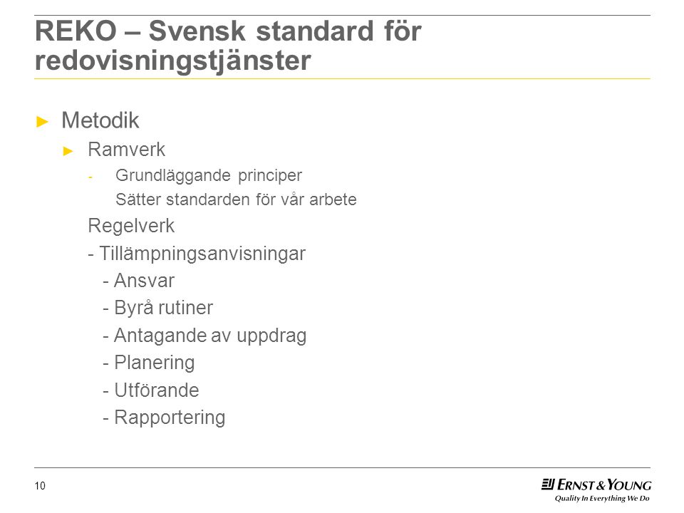 REKO – Svensk standard för redovisningstjänster