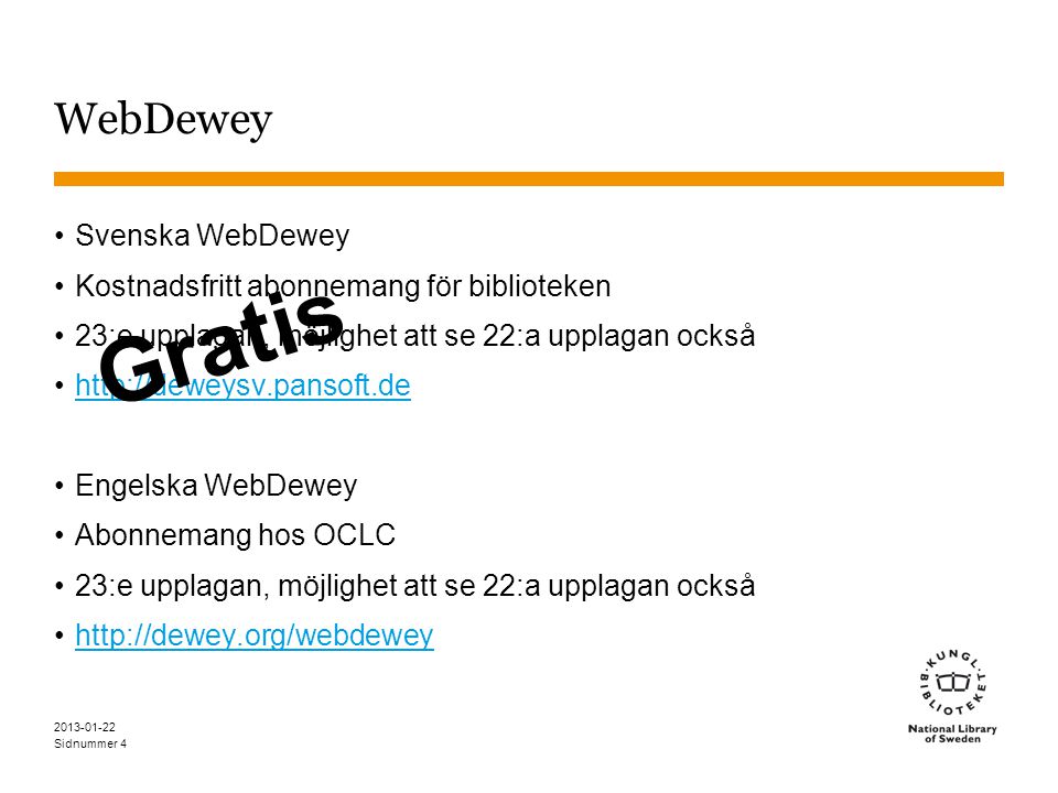 Gratis WebDewey Svenska WebDewey