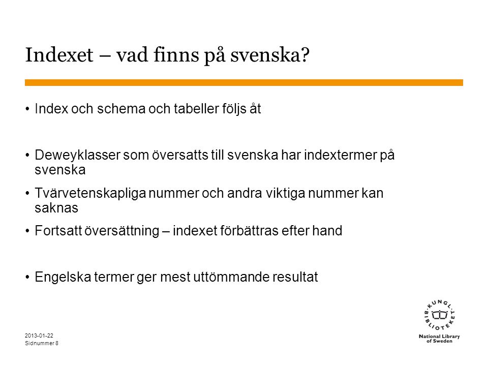 Indexet – vad finns på svenska