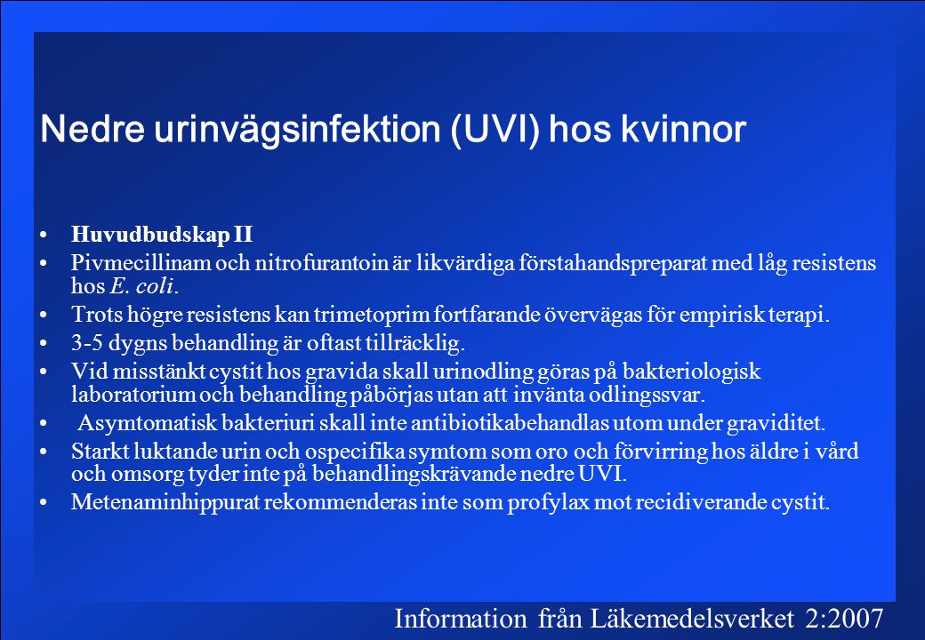 Nedre urinvägsinfektion (UVI) hos kvinnor
