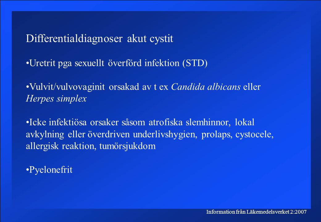 Differentialdiagnoser akut cystit