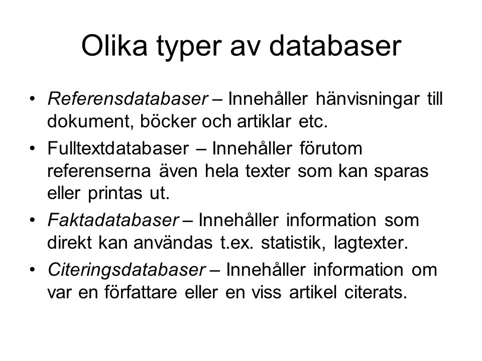 Olika typer av databaser