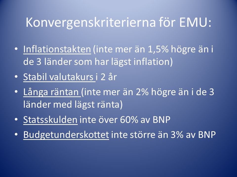 Konvergenskriterierna för EMU: