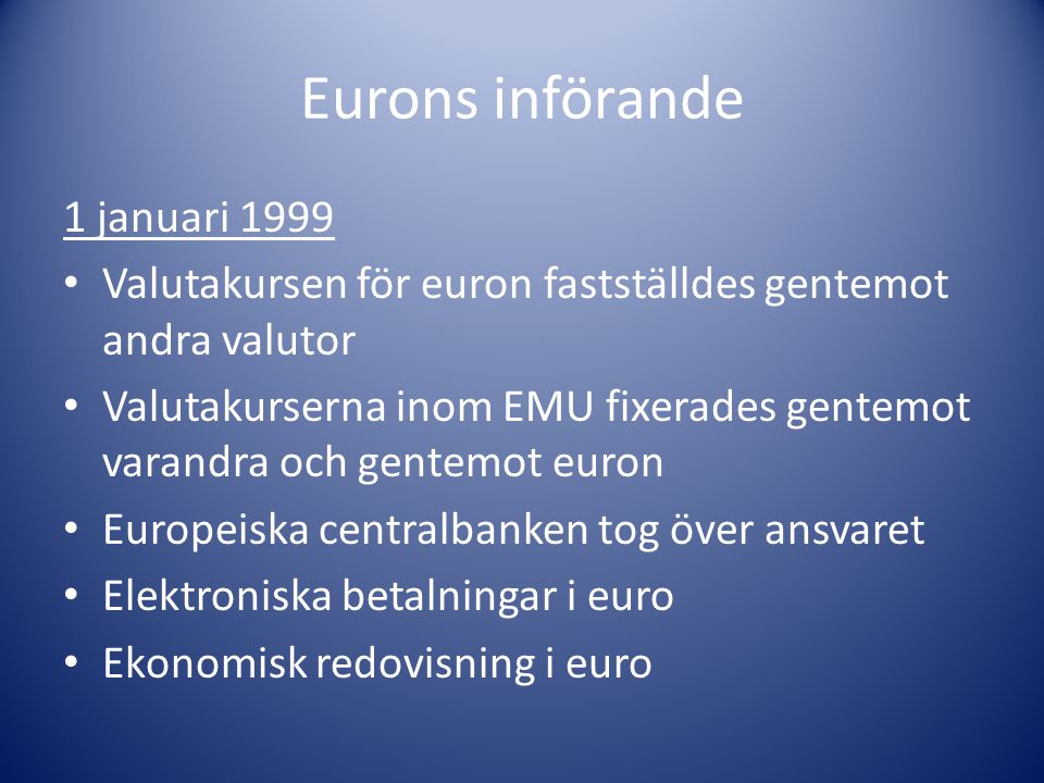 Eurons införande 1 januari 1999